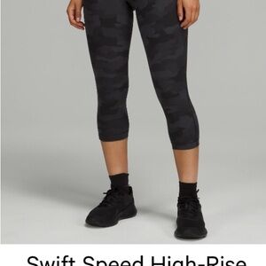 Lululemon Swift Speed HR Crop 21” - Heritage Black Camo - Sz 10